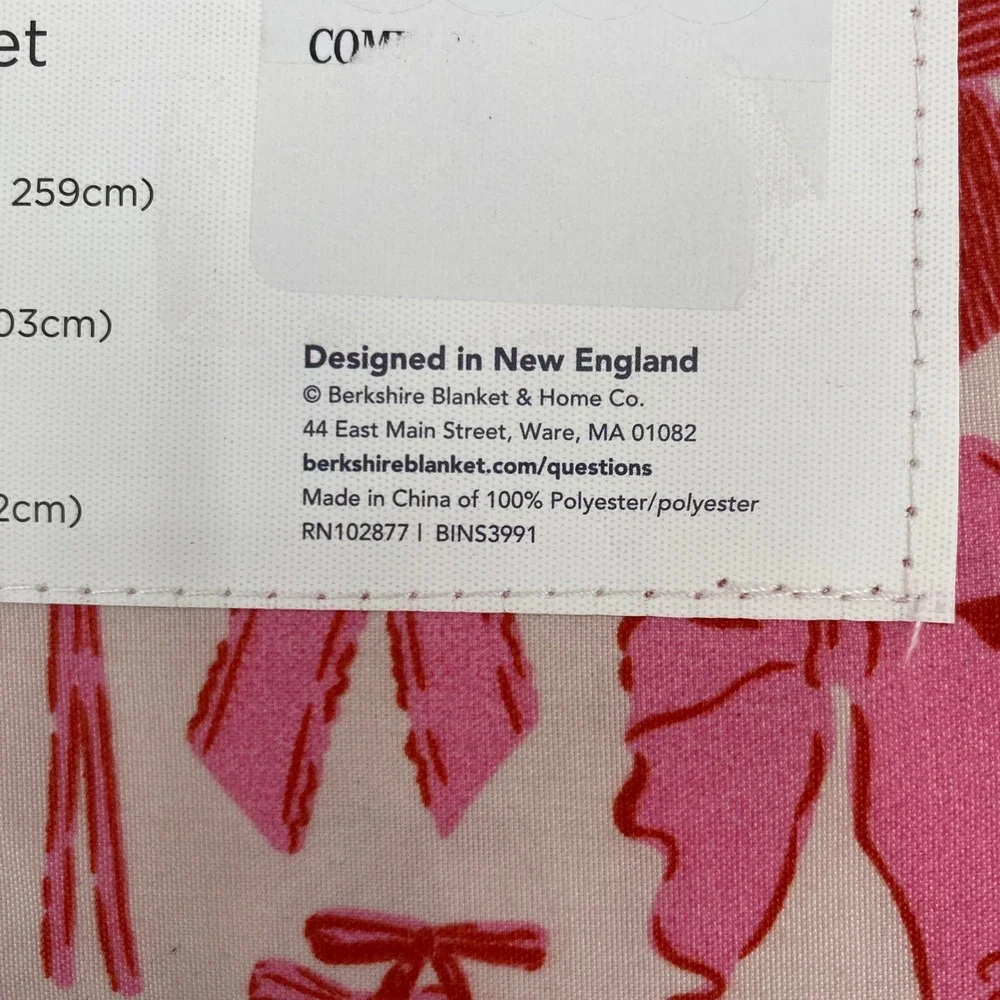 Berkshire Sheet Set KING Artist Series Pink Red Bow Ribbon Krissy Mast Whimsical